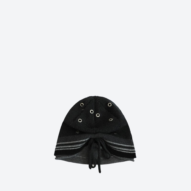 Metal Eyelet Layered Beanie